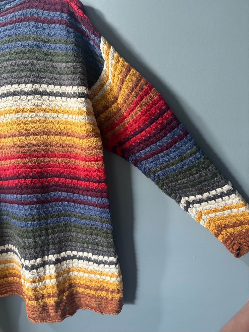 Vintage runway Multicolor Striped Funnel Neck Men's Sweater - Picture 9 of 13